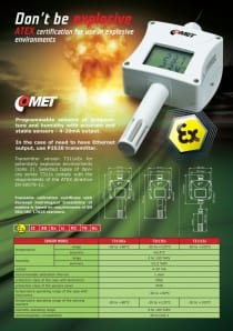 Intrinsically safe humidity and temperature transmitter with cable probe, 2 meters cable length, output 4-20mA