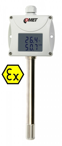 Intrinsically safe humidity and temperature duct transmitter with 4-20mA output