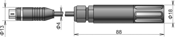 Digital temperature/humidity probe DIGIL/M-5, MiniDin connector, cable 5 meters